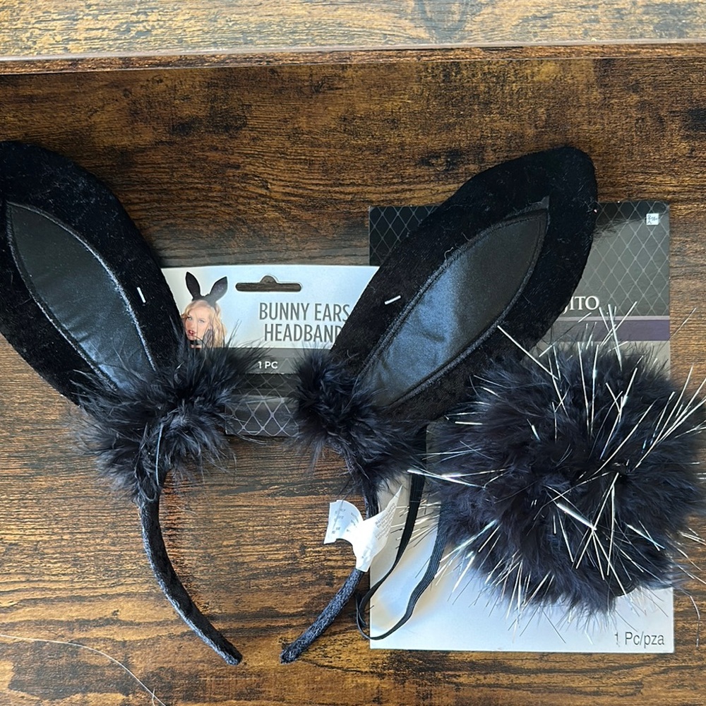 Black Bunny Ears Headband and Tail